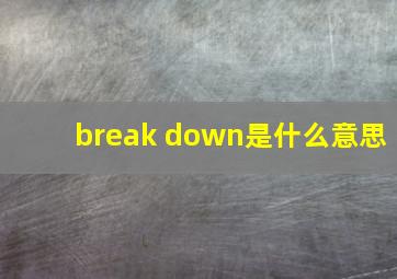 break down是什么意思